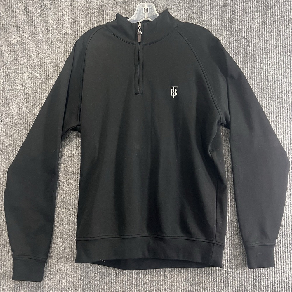 Fairway & Green Mens Black 1/4 Zip Pima Cotton Golf Sweatshirt Size Medium